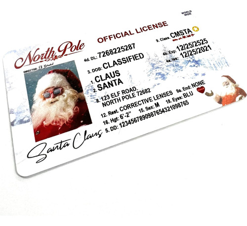 Licencia De Conducir De Santa Claus, Tarjetas De Plástico (p