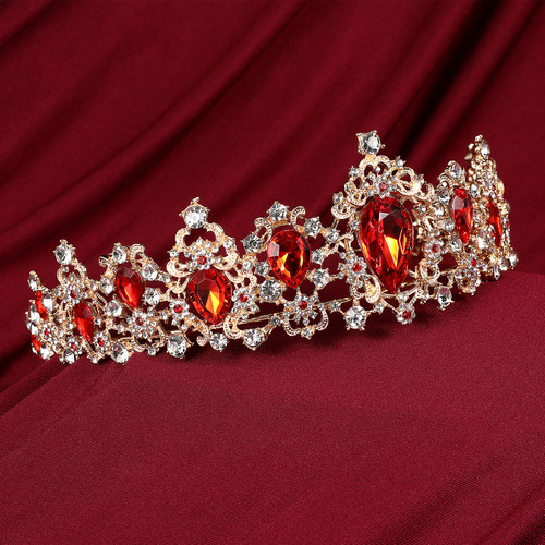 Tiara Roja De Cristal Real, Corona De Boda, Tocados For El