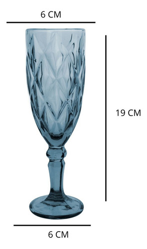 Copa Labrada Champagne Vidrio Flauta Cristal 170ml Vittori Azul Cobalto/4 Piezas