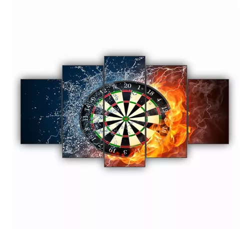 Quadro Decorativo Jogos Dardos Dart Board Fogo Água Chamas