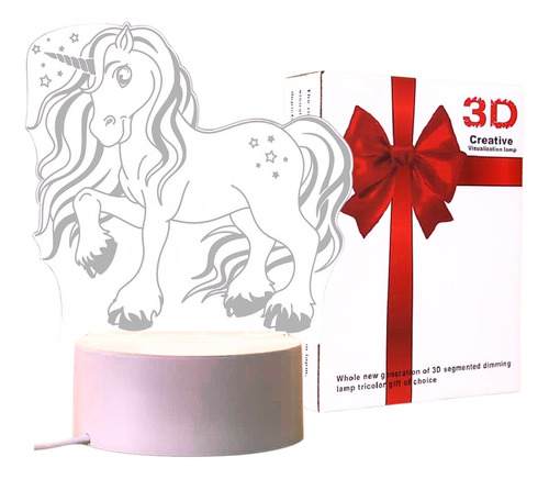 Lámpara 3d Diseño Unicornio Creativo Atractivo Decoración