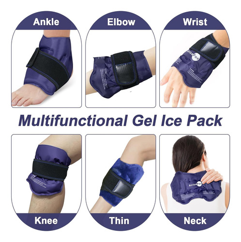 Par De Tobilleras Con Gel Para Terapia Frio Calor Ajustables Azul Marino