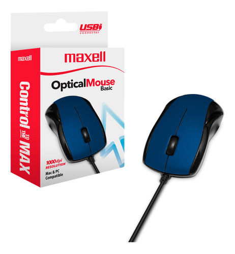 Mouse Usb Optico Maxell Mowr-101 Sensor 1000dpi Ergonomico