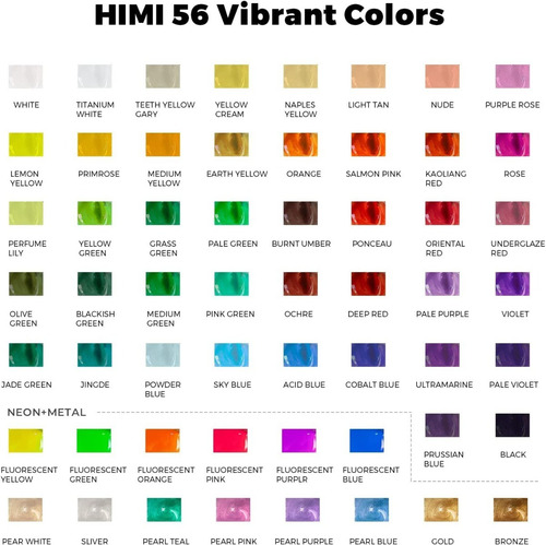 Imagen 2 de 8 de Himi Gouache Set De 56 Colores 30 Ml / Caja Negra
