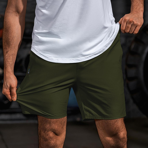 Mn Pantalones Cortos Casuales Con Cordón Elástico Para