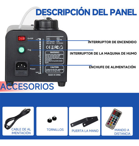 Máquina De Humo Con Rgb Luces Led Máquinas De Niebla De 600w Color Negro