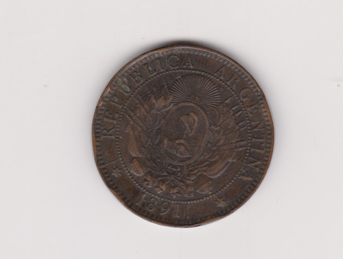 Moneda Argentina 2 Centavos Año 1891 Muy Bueno +