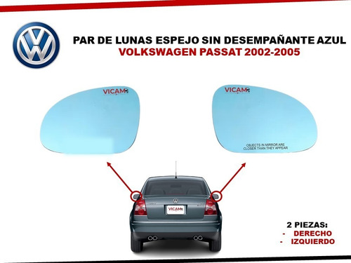 Par De Lunas Espejo Azul Volkswagen Passat Sin Desemp 02-05