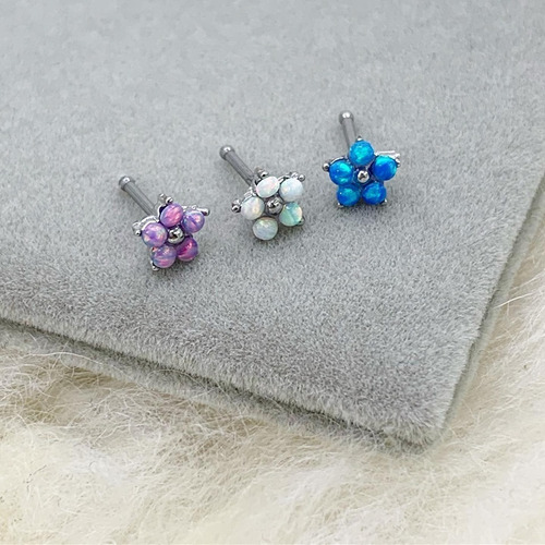 Imagen 2 de 2 de Piercing Nariz Recto Flor Opal Piercing Argentina ®