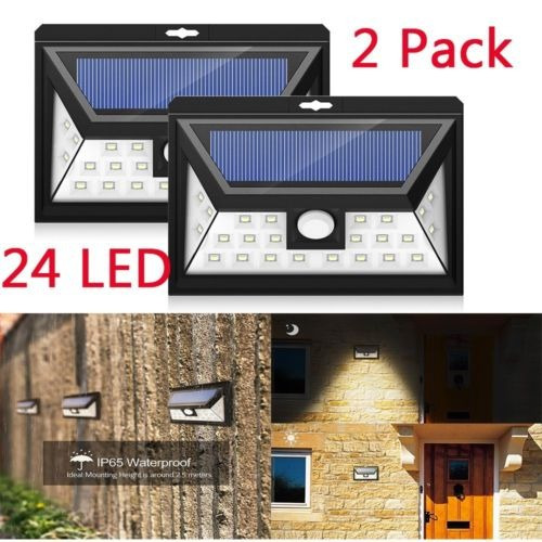 2 Pack 24led Luz De Energía Solar Sensor De Movimiento Jardí