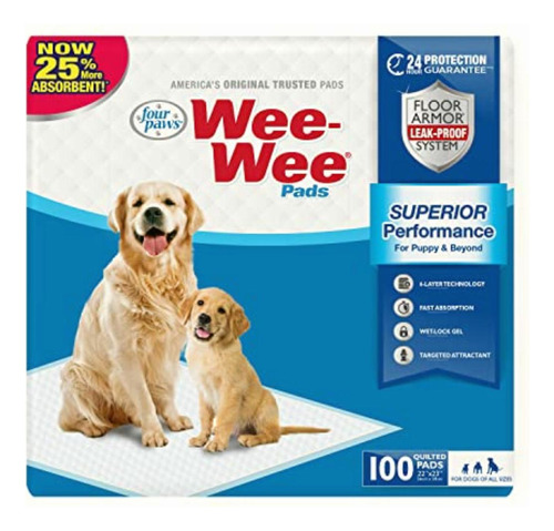 Four Paws Fp01640 Wee-wee Puppy Housebreaking Pads, 100-pack