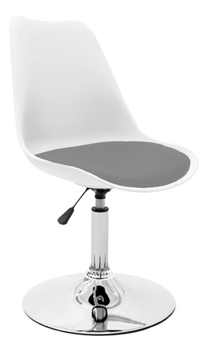 Silla Tulip Eames Para Escritorio Con Base Fija Newmo Blanca De Asiento Gris Oscuro