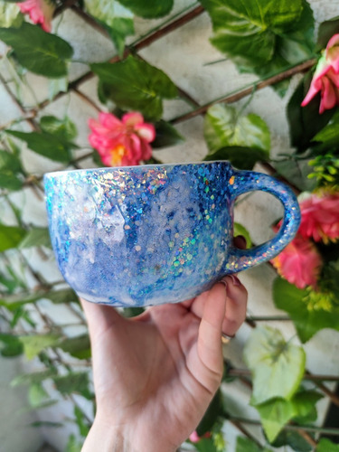 Imagen 3 de 3 de Tazón Glitter Celeste 480ml