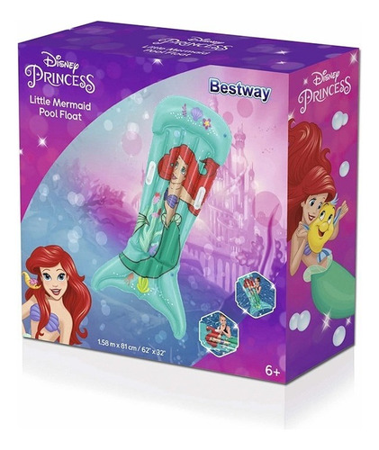Salvavidas Cama Cola De Sirena Princesa Ariel Bestway Menta