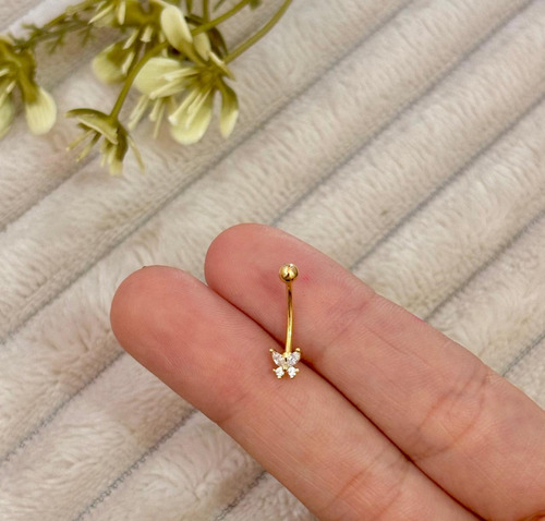 Piercing Intimo Genitál Umbigo Rook Coração Aço Cirúrgico Cor Borboleta Delicada Dourada