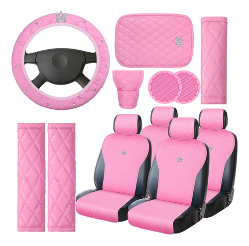 Juego Completo De Accesorios De Automóvil Color Rosa, Fundas