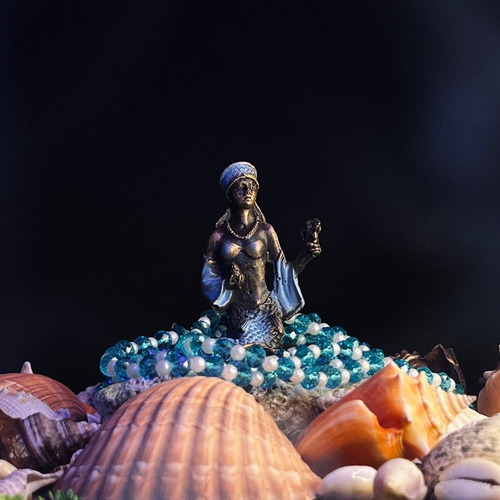 Imagem Iemanja Sereia 10cm Resina Umbanda/ Candomblé Cor Dourado-escuro