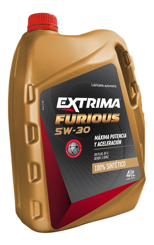Imagen 1 de 4 de Lubricante 100% Sintético Extrima Furious 5w30 4lts.