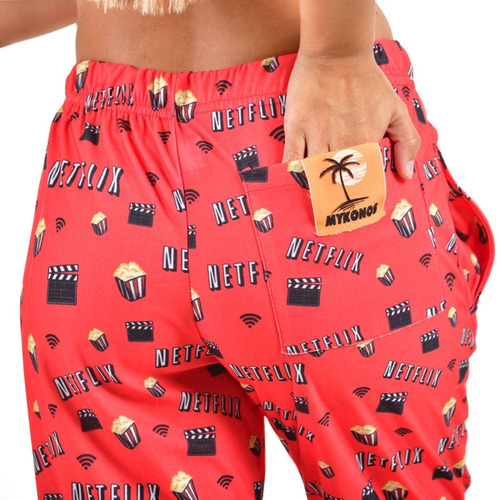 Pantalón Largo Netflix Rojo - Store Mykonos
