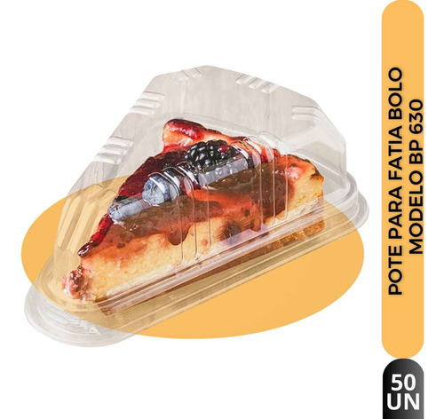 Embalagem Bp630 Fatia De Bolo Pote Triangular Pet Com 50 Uni