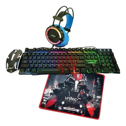 Combo Gamerteclado Mecanico,mouse,diadema Pad Mousekm18 4en1