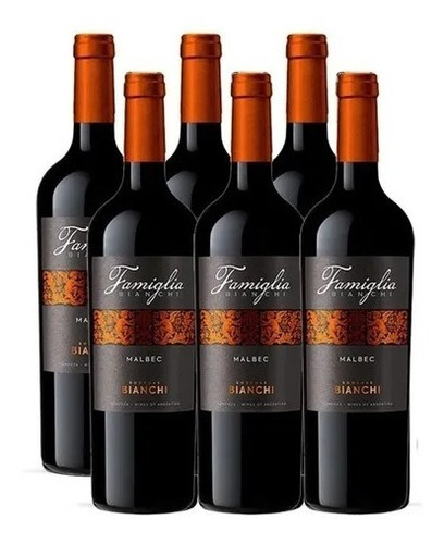 Vino Famiglia Bianchi Malbec 750 Ml X 6 Unidades Mp Drinks