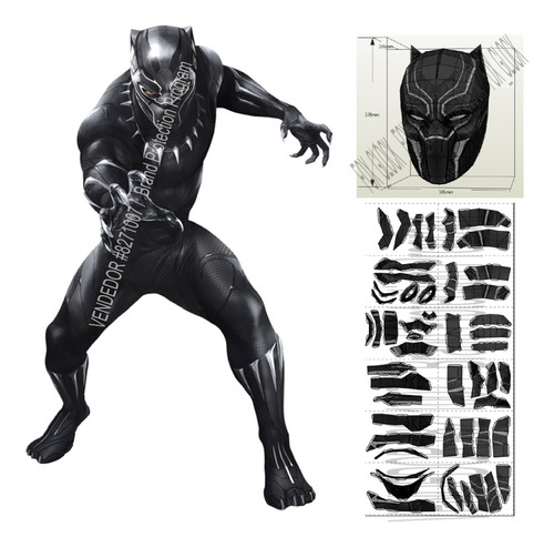 Black Panther Avengers Pepakura (mascara)