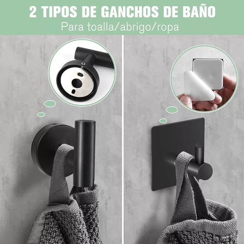 Imagen 6 de 8 de 7pcs Juego Sets De Accesorios Para Baño 304 Inoxidable Negro