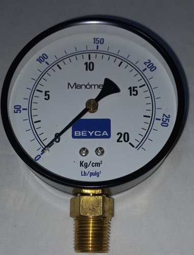 Manómetro  De Diámetro 100 Mm 0-20 Kg/cm² Rosca 1/2