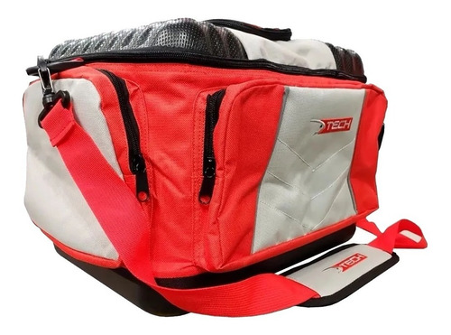 Bolso Pesca Tech Pro Guide Base Tapa Rigida Cajas Señuelos Color Rojo