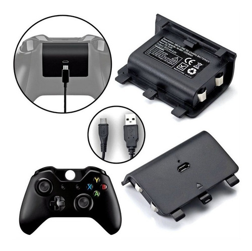 Imagen 4 de 5 de Kit Carga Y Juega Para Control Xbox One Cable Y Batería Tapa