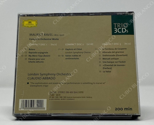 Ravel - Complete Orchestral Works 3 Cds 2001 (Usado)
