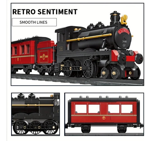 Blocos Montar Trem Express 789 Peças Com Trilho
