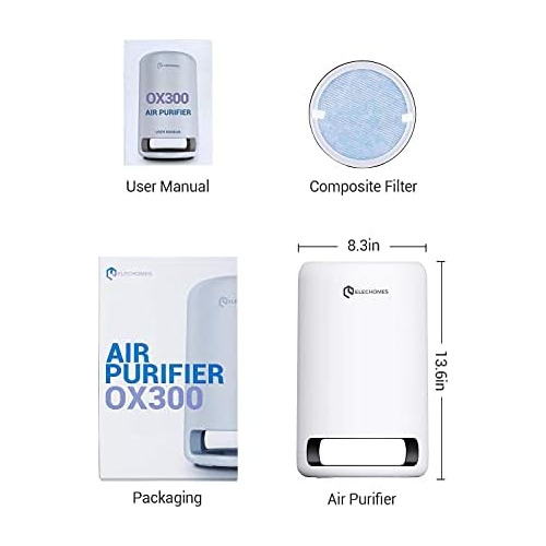Purificador De Aire Ox300 Hepa Hogar Filtración De 4 E...
