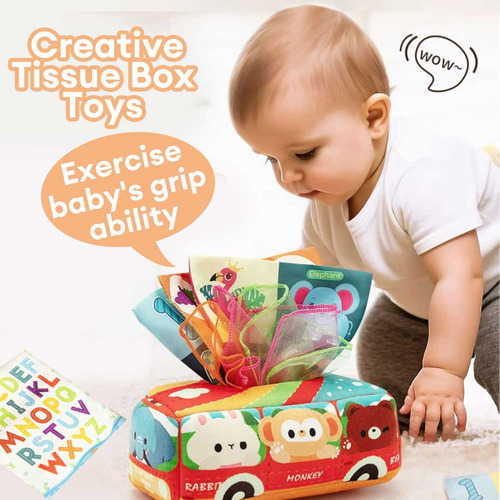 Brinquedo De Pelúcia Baby Montessori Cloth Tissue Box Bus