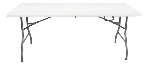 Kit 2 Mesas Dobravel Vira Maleta Com Alça 1,80m Camping Cor Branco