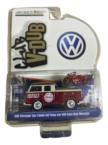 Greenlight 1968 Volkswagen Double Cap Con Motocicleta Indian