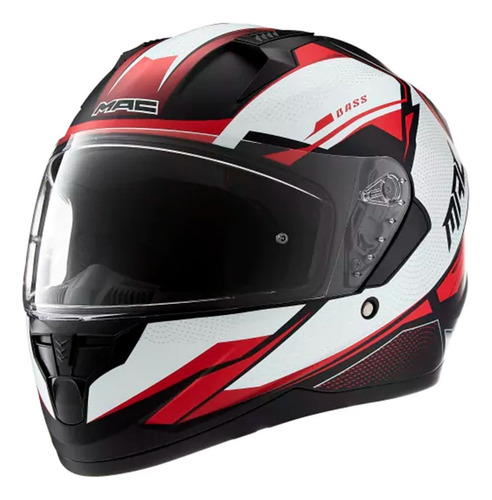 Casco Moto Integral Mac M67 Zeppelin Blanco Rojo Um