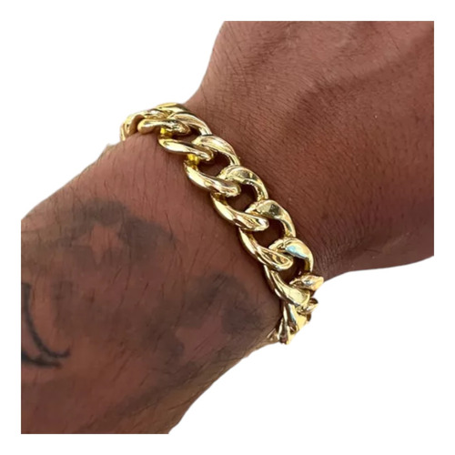 Pulseira 10mm Pitbull Banhado A Ouro 18k