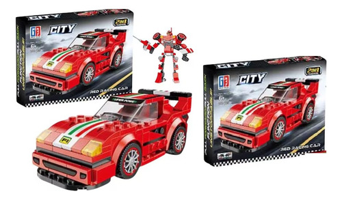 Robô Transformer 2 Em 1 Carro De Corrida Em Blocos De Montar Quantidade De Peças 200 Versão Do Personagem Carro Robô Lego