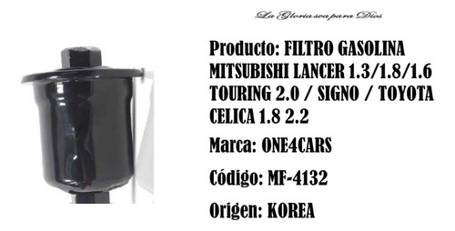 Filtro Gasolina Mitsubishi Lancer/ Touring/ Signo/ Celica