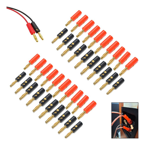 40pcs Altavoces De Audio Conector Banana Plug Chapada En Oro