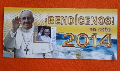 Tarjeta Bendiciones Con Estampilla Papa Francisco Año 2014