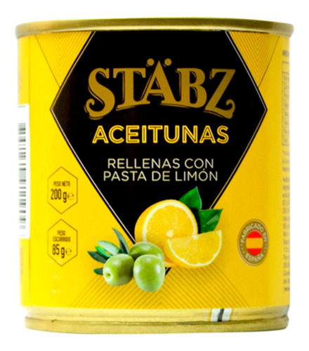 Imagen 1 de 7 de Aceitunas Rellenas Con Pasta De Limon Stabz - Origen España
