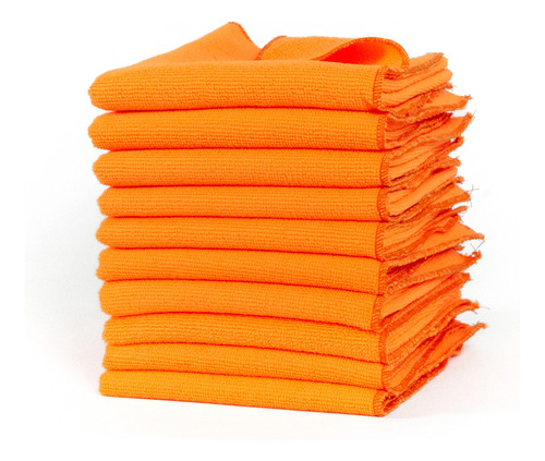 Paquete De 10 Paños/trapos De Microfibra Color Fosfo Naranja