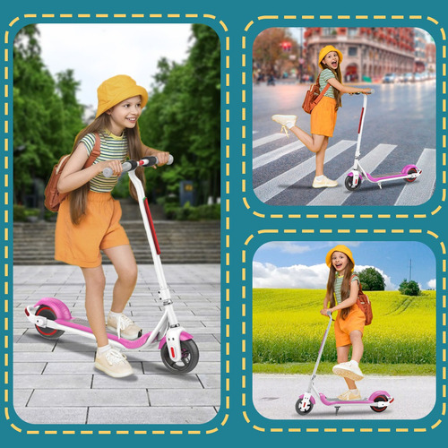 Eléctricos Scooter Para Niños 250w 6ah Plegable Con Color Rosa