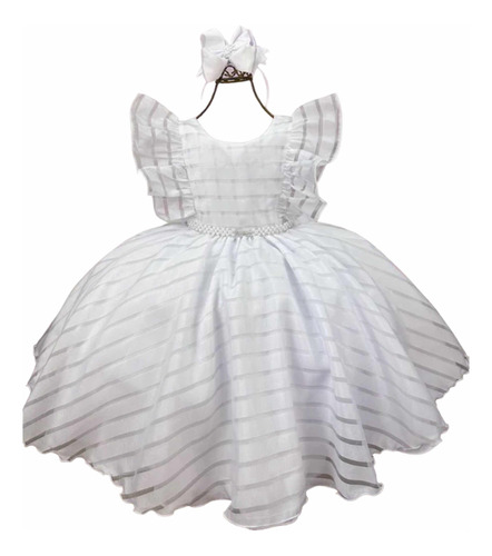 Vestido Blanco Niña Glamor Talles: 4, 6, 8, 10, 12, 14, 16