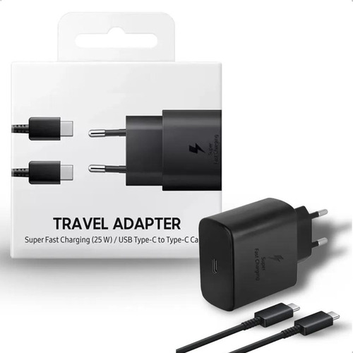 Carregador Turbo Usb-c Para Samsung S10 S20 S21 S22 S23 Cor Preto