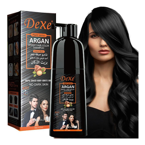 Shampoo Cubre Canas Tinturador Negro Argan 420m