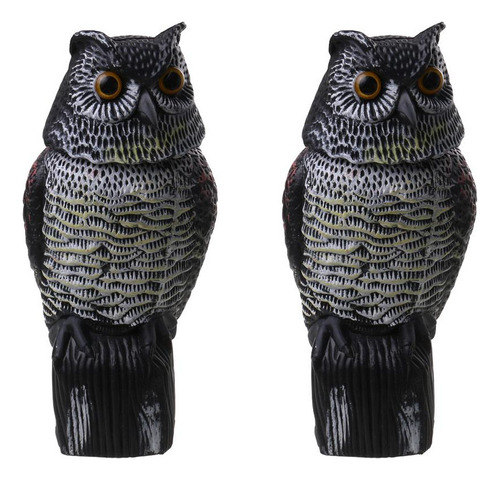 2 Piezas Owl Decoy Aves Scarer Deterrente Viento Activado